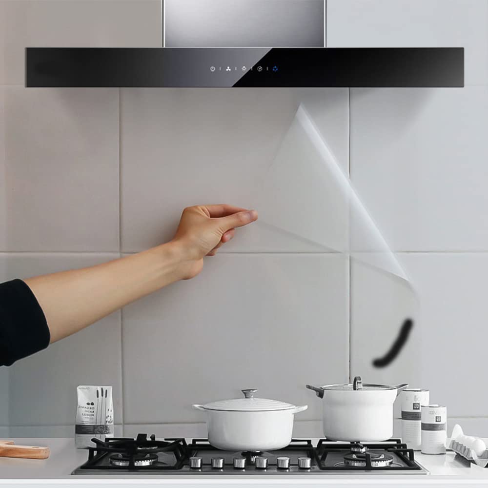 TopHomer 3 Pcs Kitchen Backsplash Wallpaper Stickers Clear Waterproof Oilproof Heat Resistant Self-Adhesive Sticker Removable Wall Protector Sheet