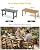 RICNOD Outdoor HDPE Dining Table Set 7-Piece, All-Weather Outdoor Table and Chairs with Umbrella Hole Cut-Out, Patio Furniture for Garden, Backyard, Deck (Teak)