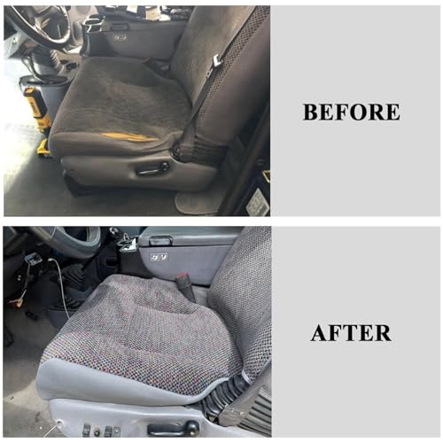 NLQR Driver and Passenger Side Bottom & Top Lean Back Replacement Seat Covers Cloth & Driver Bottom Foam Cushion Compatible with Dodge Ram 1500 2500 3500 1998 1999 2000 2001 2002 Mist Gray by NLQR - Used condition - Image 3