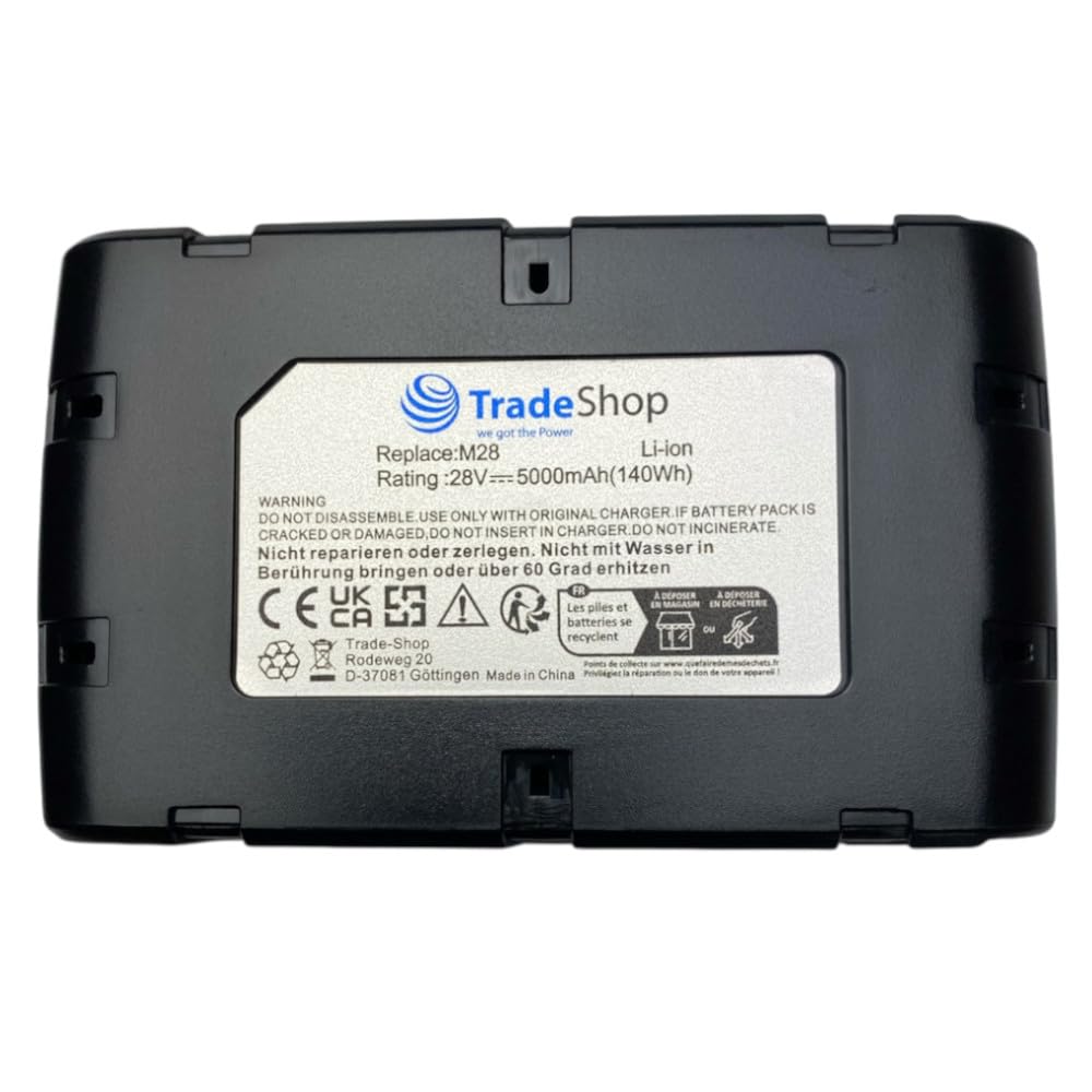 Trade-Shop 0700956730 - Batería para herramientas (28 V, 5000 mAh, compatible con atornillador inalámbrico Wurth BS 28-A Combi, batería de 28 V, Master H 28-MA, 28 V, equivalente a 0700956730)