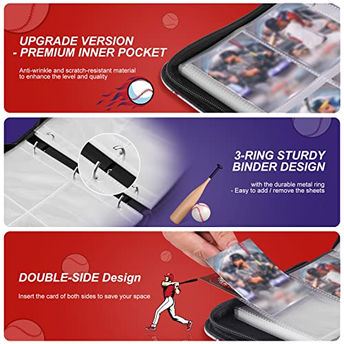 Taycase Baseball Card Binder With Sleeves - 440 Pockets Trading Card Case, Sports Card Album 3 Ring Holder Card Collecting Book For Baseball, Football, Basketball, Soccer And Other Tcg Cards #TOP3