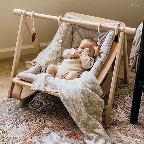 Image of Mini Wander Swaddles for Newborns Muslin Swaddle Blankets - Breathable Soft Gender Neutral Receiving Blanket Baby Essentials | 47 x 47 Cotton - Leafy Sprig (Gray)