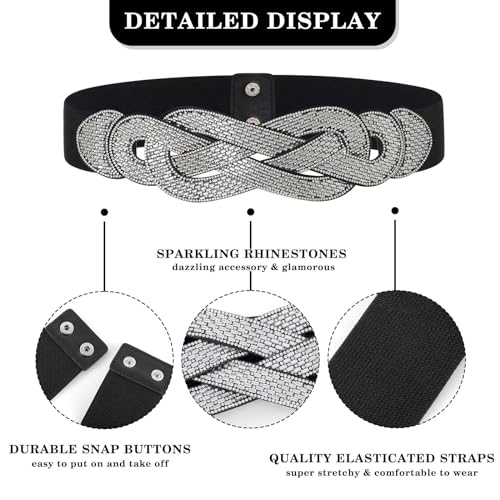 Wide Elastic Rhinestone Belt Women Sequin Belt Stretch Disco Waist Accessories for Dressy and Jumpsuits3
