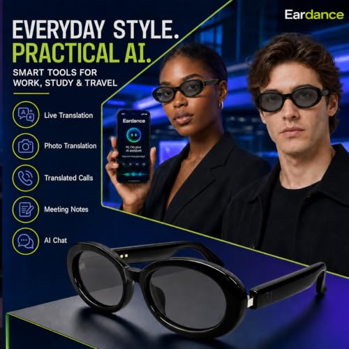 Image of GenXenon Black Cat-Eye Chic Smart Translation Polarized Sunglasses Women