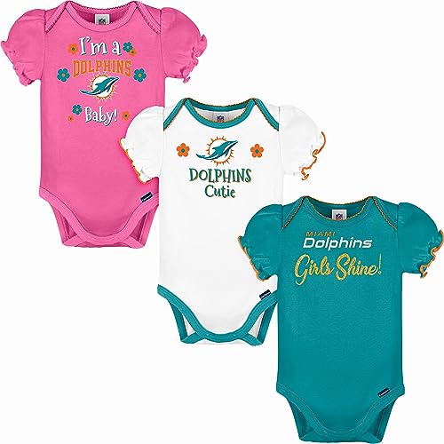Image of Gerber NFL baby-girls Nfl Team 3 Pack Short Sleeve Onesie Bodysuit