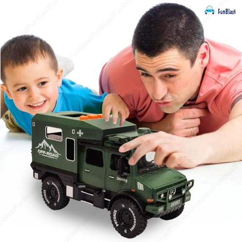 Image of FunBlast Military Truck Toy for Kids, Pull Back Truck Toy, Off Road Army Vehicle Trucks Toys, Friction Power Toys Battle Field Trucks with Light & Sound for 3+ Years Old Boys, Girls, Kids (Green)