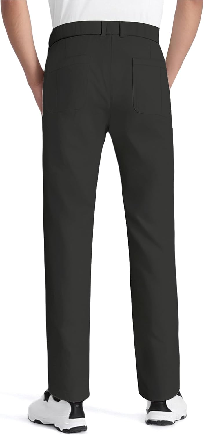 2 Pack Men's Golf Pants Stretch Waist Circumference Work Casual Long Pants 4-Pocket - Image 2