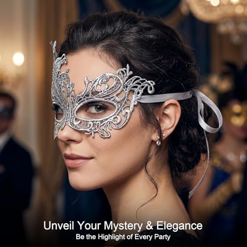 Image of Exlinonline Lace Masquerade Mask Elastic,Fit for Adult,Soft Gentle Material,Specially For Costume,Thememed Party