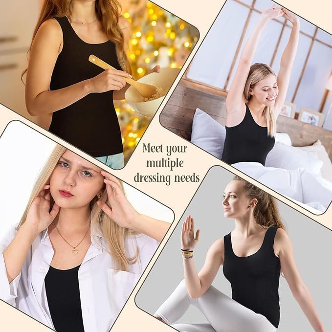 ELEG & STILANCE Thermal Tank Top Womens Fleece Lined Underwear Tops Undershirt for Women Cotton Cami Warm Base Layer Vest Scoop Neck (in, Alpha, XL, Grey) - Image 6 thumbnail