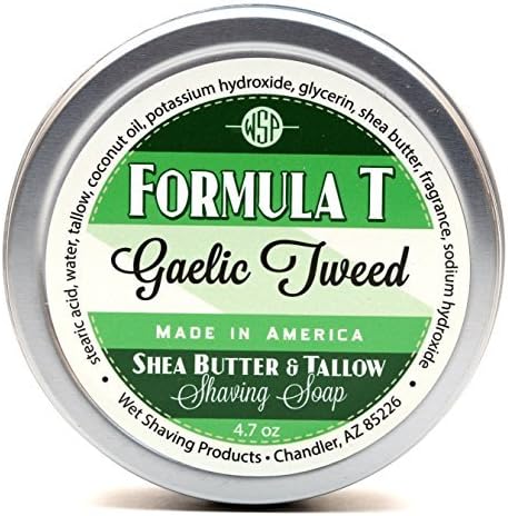 - Shaving Soap WSP Formula T (Gaelic Tweed) 4 Fl Oz Made with Shea Butter & Tallow