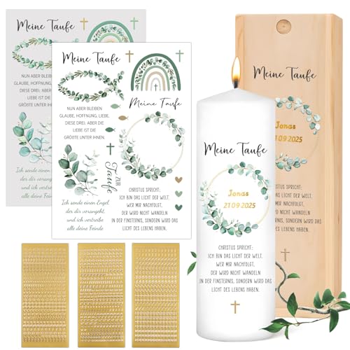 5Blatt Aufkleber Taufe Selbst Gestalten Eukalyptus Kerzen Tattoos...