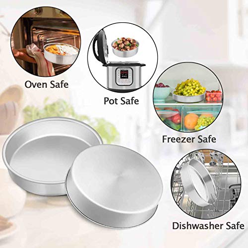 Teamfar 9½ Inch Cake Pan, 3 Pcs Round Tier Cake Pans Set Stainless Steel For Baking Steaming Serving, Perfect For Birthday Wedding Celebrations, Healthy & Sturdy, Mirror Finish & Dishwasher Safe #TOP4