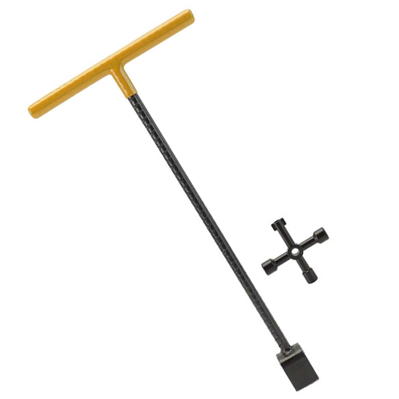 Juego de 2 llaves para medidor de agua, válvulas de bordillo subterráneo, llave de cierre de 40,6 cm, color amarillo