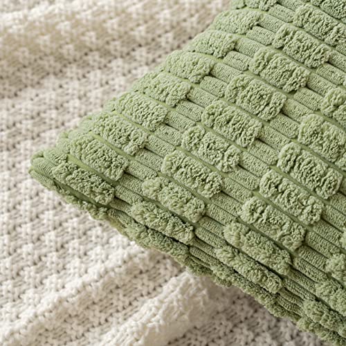 MIULEE Set of 2 Green Corduroy Square Cushion Covers 40x40cm Decorative Cushion Covers Bohemian Cushions for Living Room Sofa Bedroom - Image 2