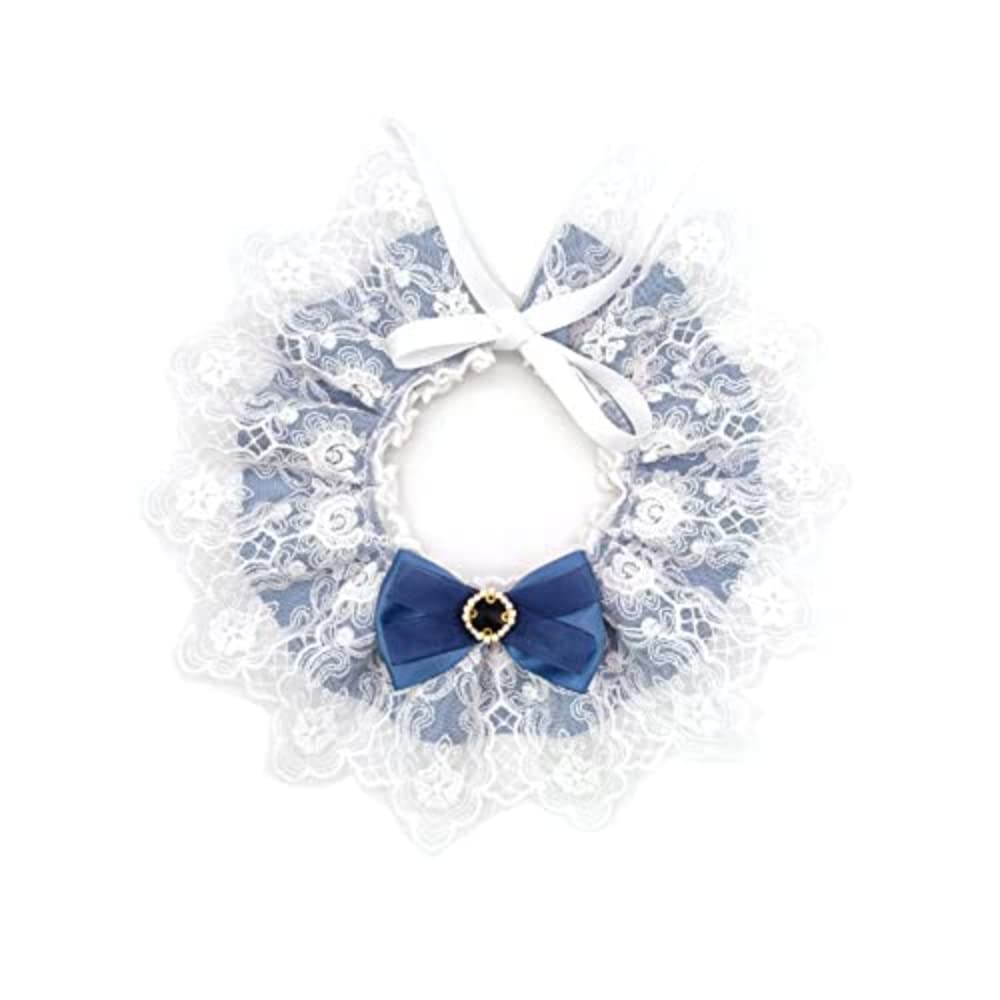 Aspen Global Dog Cat Flora Lace Collar Ruffle, Double Layer Puppy Kitten Scarf Necklace with Glossy Satin Ribbon Bow for Pet Birthday Party Holiday