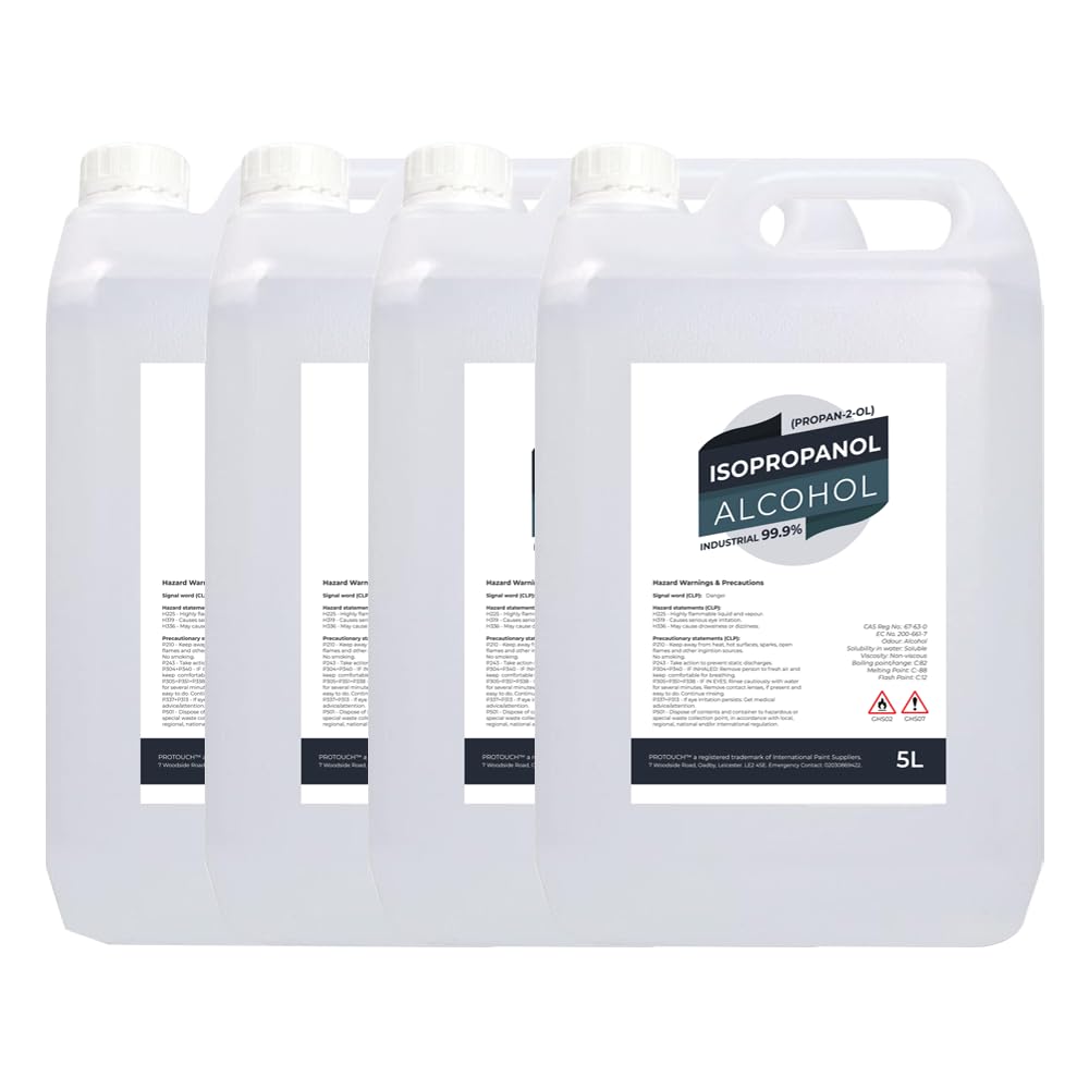 PROTOUCH Isopropyl Alcohol IPA 99.99% 5L Cleaning Disinfecting Industrial Use Isopropanol - Multi-variation (20 LITRE)