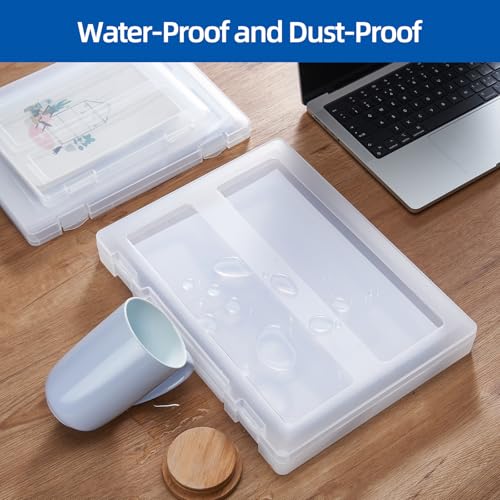 Image of 8 Pack Paper Storage Boxes, 8.5 x 11 Plastic Portable Project Case for US letter Size and A4 paper, Plastic Multi-Purpose Thick Scrapbook Storage Box for Office,Craft or Art Supplies