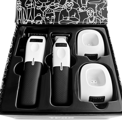 Image of TPOB Play Barber Hair Clippers & Trimmer for Men 7500 RPM with Rubber Grips (White 2 Set)