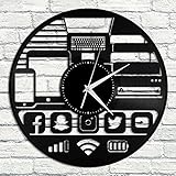 Geek Gadget Reloj de Pared de Vinilo Diseño Decorativo Decoración para Mujer Diseño Vintage Oficina Bar Habitación Decoración para el hogar para cumpleaños Aniversario de Bodas Muj