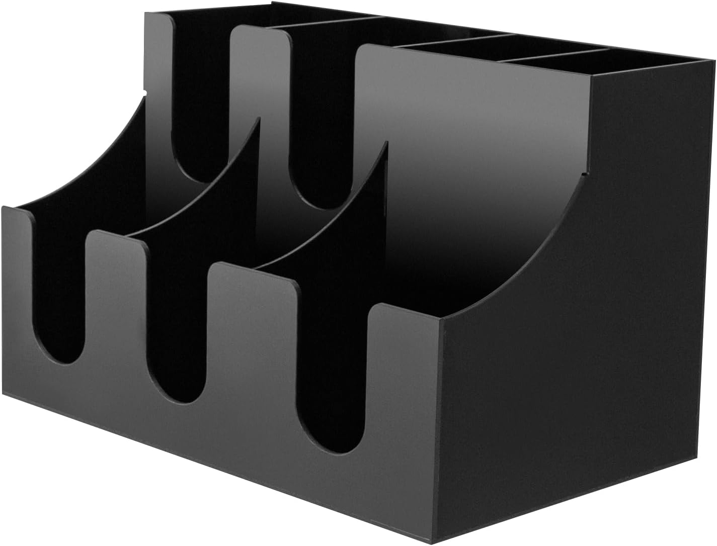 Bacocoo Coffee Bar for Countertop, Acrylic Coffee Station Organizer Condiment Organizer Coffee Cup Syrup Pod Holder, Coffee Bar for Home Office Cafe 7 Compartment, Black.