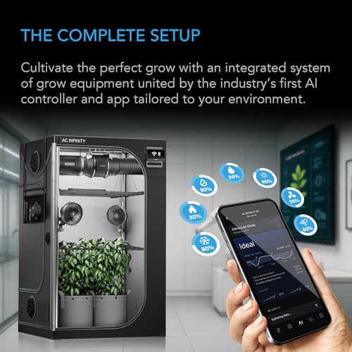 Image of AC Infinity AI Grow System PRO 5x5, 6-Plant Kit w /Self-Learning AI Controller, Dynamic Airflow & LM301H EVO LED Lighting Control, 2000D Mylar Tent w /Lab-Tested Reflectivity, Largest Zippered Window