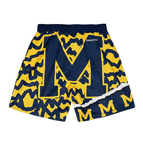 Mitchell & Ness Michigan Wolverines Mens NCAA Jumbotron 2.0 Sublimated Navy/Maize Shorts2