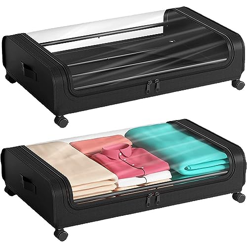 Contenitore per scarpe sotto il letto, con ruote, pieghevole, salvaspazio, 2 scatole premium per scarpe e accessori