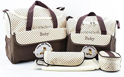 Set of 2 Baby Changing Bags + Baby Bottle Bag + Lunch Kit + Waterproof Mat to Exchange The Compact Layers Ideal for Traveling