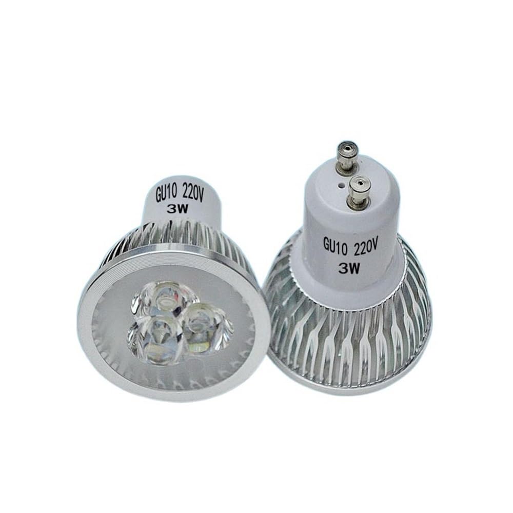 XYAL Lampadine, Confezione da 20, Faretto LED GU5.3/GU10/E27/E14 AC220V 3W/4W/5W MR16 DC12V Lampadina Downlight Sorgente luminosa(Warm white,GU10 220V 3W)