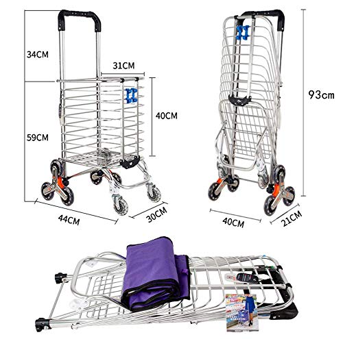 Einkaufstrolley, faltbarer Einkaufswagen auf Rädern, großer und leichter Mehrzweckwagen mit schwenkbaren Vorderrädern… – Bild 8