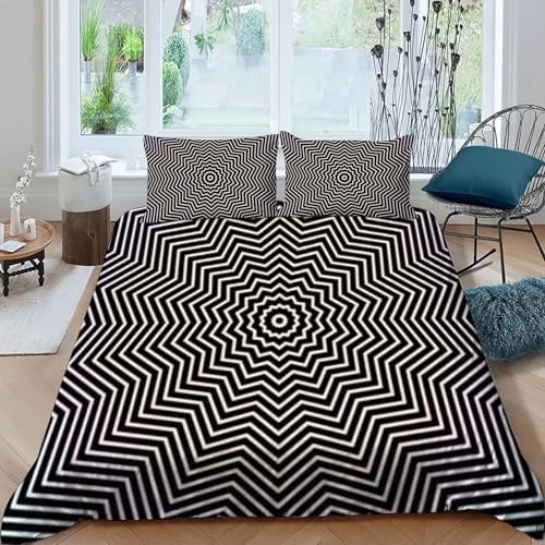 Housse de couette 220x240cm noir imprimé 3D avec fermeture éclair