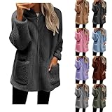 Generisch Kuscheljacke Damen Flauschig Fleecejacke Damen Dünn Mit Reißverschluss Sportjacke...