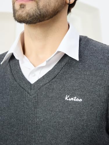 Image of Kvetoo V Neck Sleeveless Winter Wool Sweater for Men