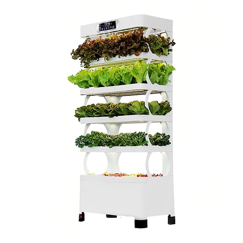 Système de culture hydroponique, tour de jardin à 5 niveaux avec lampe de culture LED, kit complet de légumes et d'herbes pour jardinage à la maison