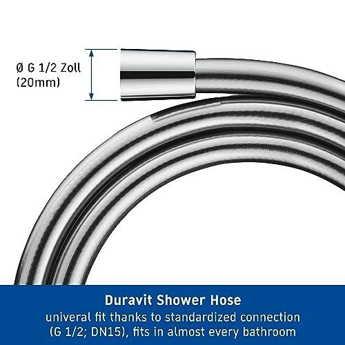 Duravit Universal Shower Hose, Shower Hose 1,60 m with Anti-Twist Protection, Kink Protection, Chrome, 1600mm | Kunststoff chrom - Image 2