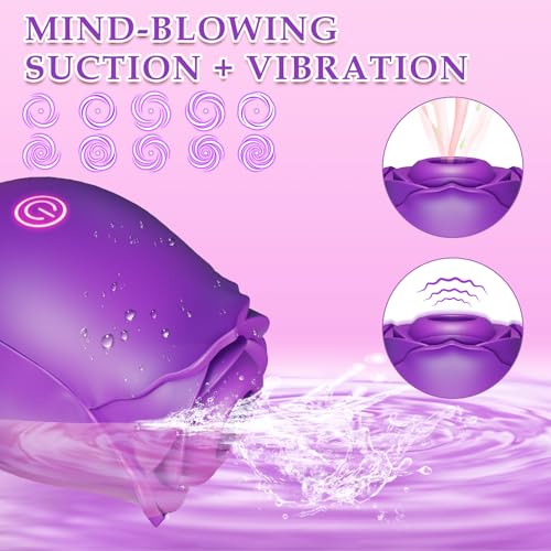Image of Sucking Vibrator Rose Sex Toy,App Control Rose Toy Clitoral Vibrator for Women with 10 Mind-Blowing Modes, Clit Sucker Nipple Stimulating Toys for Oral Sex, Female Vibrator Couples Sex Toys, Purple