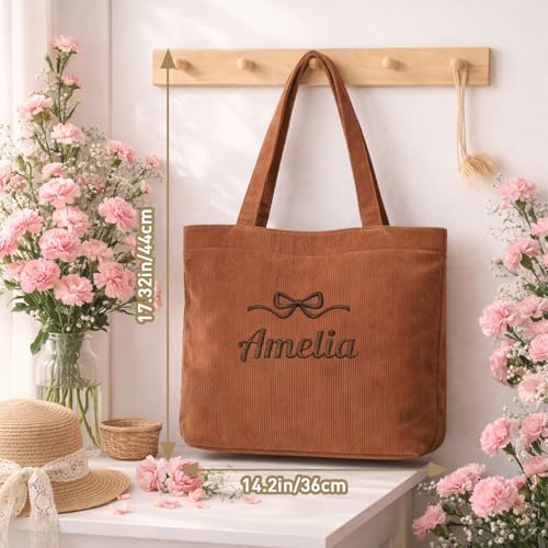 Bolso tote personalizado para mamá, de felpa, con nombre personalizado y cierre cremallera, regalo para el Día de la Madre o cumpleaños miniatura 4