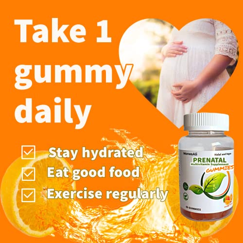 Monesali Halal Vegan Prenatal Vitamins For Women - Kosher Vegetarian Gelatin Free Prenatal Vitamin With Folic Acid Gummy - Multivitamin And Iron Gummies - Best Premium Nutritionals Gelatin Free #TOP7