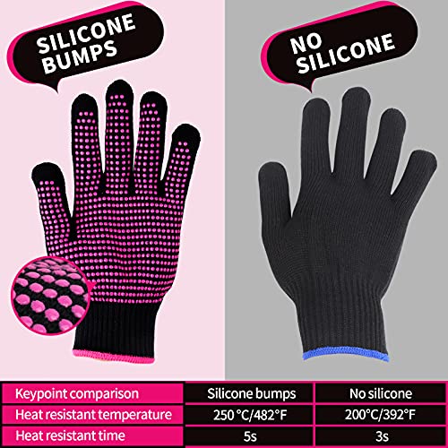 Teenitor 2 Pcs Heat Resistant Gloves With Silicone Bumps, (New Upgraded) Professional Heat Proof Glove Mitts For Hair Styling Curling Iron Wand Flat Iron Hot-Air Brushes Sublimation Gloves #TOP2