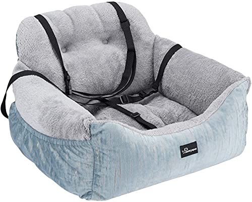 WANTRYAPET Dog Car Seat, Pet Booster Seat, Dog Travel Car Carrier Bed Plush Dog Car Safety Seats with Storage Pocket…