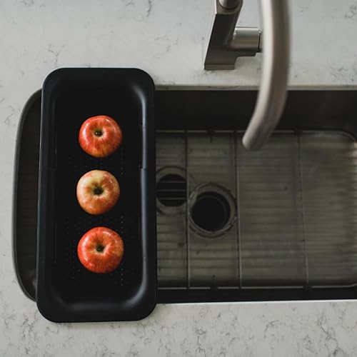 Miniatura 6 de Colador plegable multiusos  Cesta coladora sobre el fregadero  Lavar, drenar y secar  Extensible 14.5-19.5 pulgadas  Negro