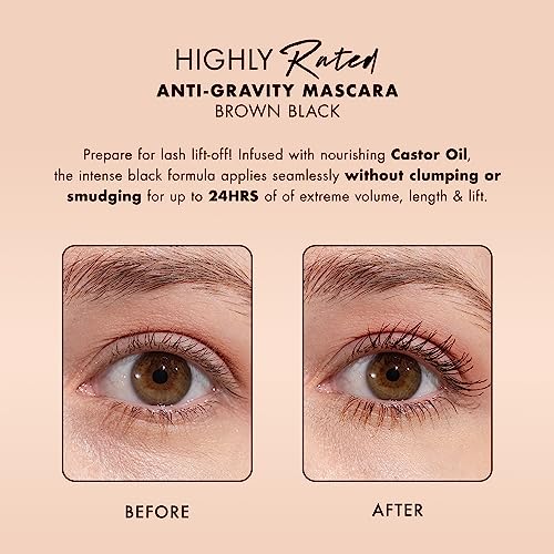 Image of Milani Mascara Volume and Length, Highly Rated Anti-Gravity Brown Black Shade with Castor Oil and Molded Hourglass Shaped Lash Coating Mascara Wand