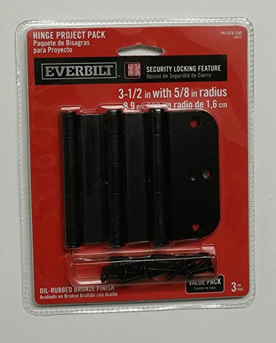 Everbilt 3-1/2 in. Oil-Rubbed Bronze 5/8 in. Radius Security Door Hinges (3-Pack)