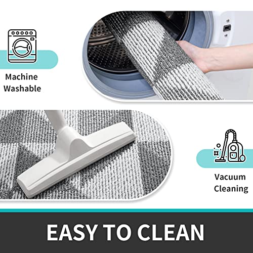 Dexi Kitchen Mats For Floor Hallway Non Skid Washable Rugs Set,20"X32"+20"X47", Grey #TOP4