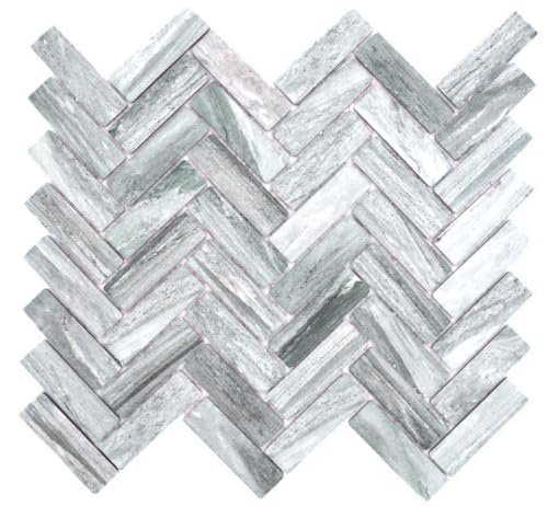 Piastrelle in ceramica a spina di pesce, effetto pietra, grigio, MOS24-SO32