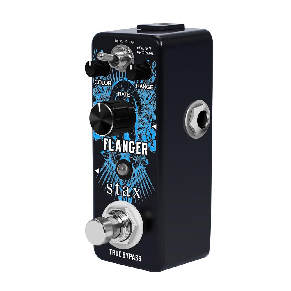 Stax Klassisches Analoges Flanger Gitarren-Effektpedal, mit Speziellem Vibrations-Rauscheffekt, Schwarz