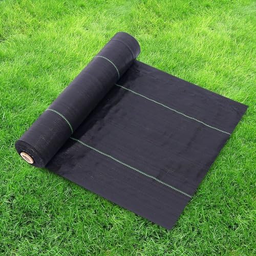 BIJOKETTEN Weed Barrier Landscape Fabric 6 x 50 Ft., Ground Cover Fabric Block, Gardening Fabric Mat, Black Heavy Duty Garden Cloth Felt for Flower Bed, Patio, Orchard, and Playground, 3.2oz/sq.yd