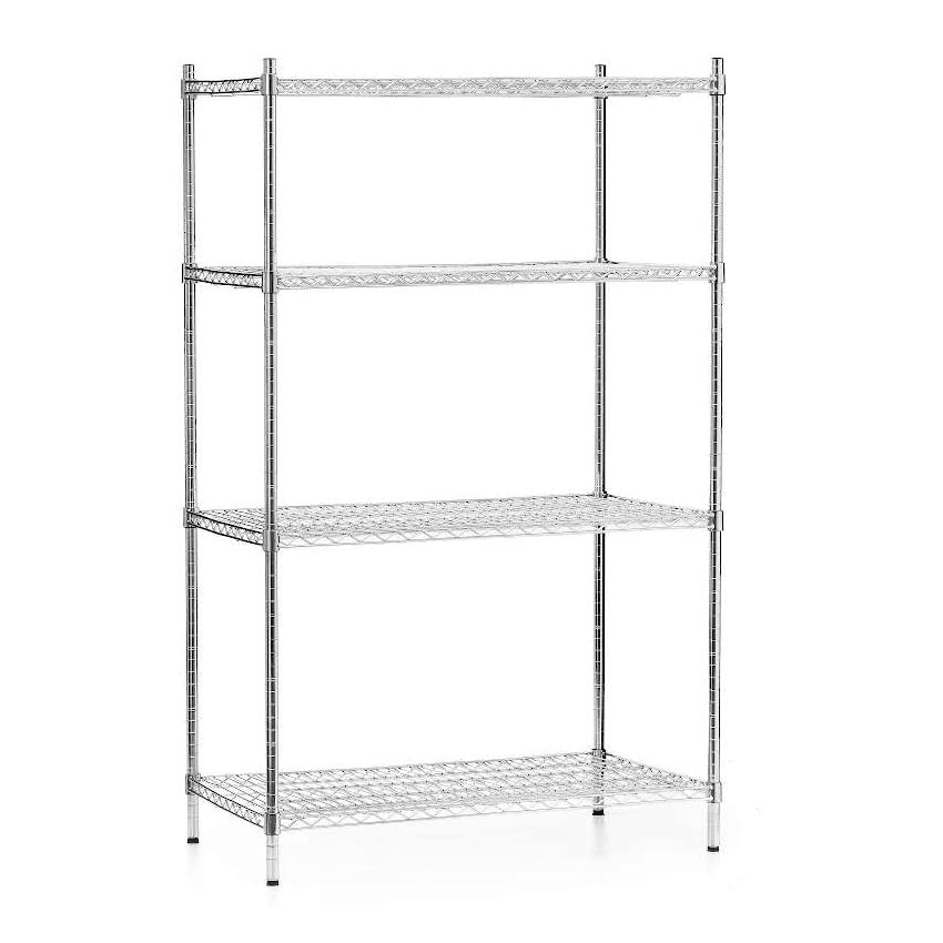 Forgast Estante de gastronomía | Heavy Duty | Cromada | 91x61x180 cm | Estantería de Almacenamiento | Estantería de Sótano | Plegable | Estantería de Acero para Sótano, Garaje, Almacén