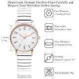 JewelryWe Damskie zegarki Stretch Band: Damski solidny prosty łatwy do odczytania analogowy kwarcowy elastyczny pasek ze stali nierdzewnej zegarek na rękę, biały, minimalistyczny