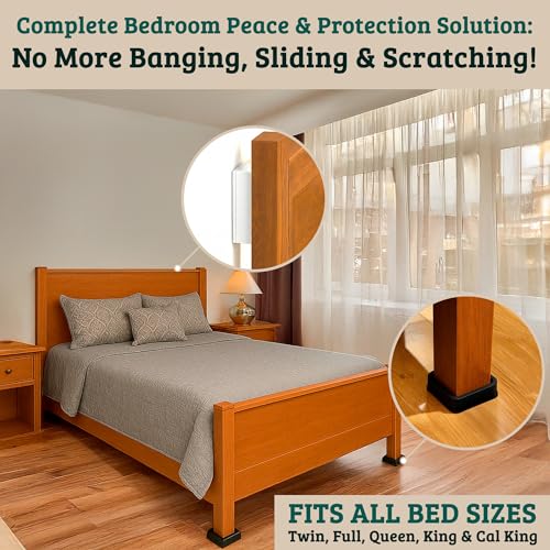 Protector de cabecera y kit antideslizante para marco de cama con 9 espumas protectoras 4